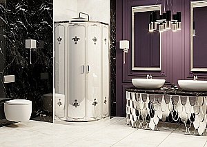 Душевой уголок Ambassador Royal 18015105 100х100 стекло белое с декором/профиль хром купить в интернет-магазине Sanbest