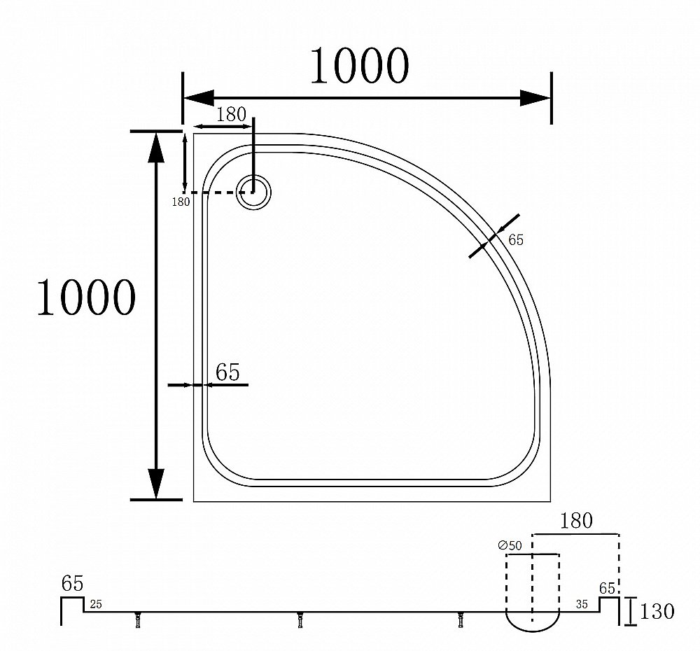 Душевой поддон Abber 100х100 AD3A100 белый купить в интернет-магазине Sanbest