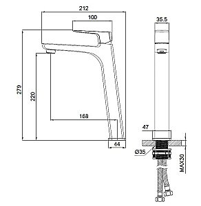 Смеситель для раковины WONZON & WOGHAND FORZA WW-239031-CR хром купить в интернет-магазине сантехники Sanbest