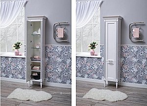 Шкаф-пенал Aquanet Селена 40 белый/серебро для ванной в интернет-магазине сантехники Sanbest