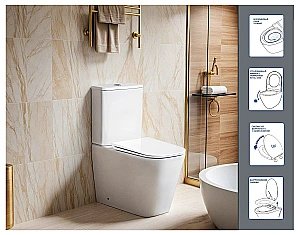 Унитаз напольный CeruttiSpa Manlio Tornado 10618 белый, безободковый, с крышкой микролифт, слив-торнадо купить в интернет-магазине Sanbest