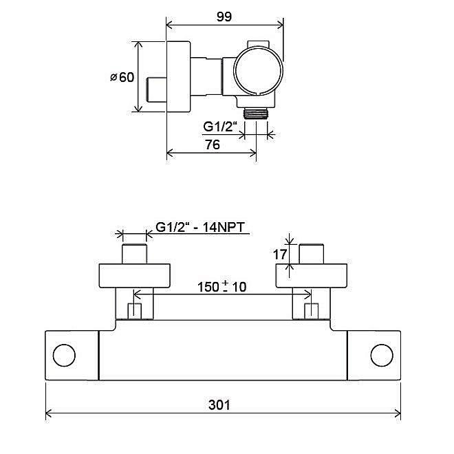 Смеситель для душа Ravak Puri X070116 купить в интернет-магазине сантехники Sanbest