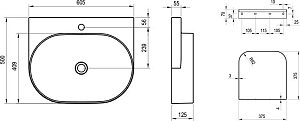 Раковина подвесная Ravak YARD XJX01260002 белая купить в интернет-магазине Sanbest