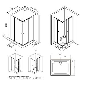 Душевой уголок AM.PM X-Joy Square Slide W94G-403-10080-BТ 100х80 стекло прозрачное/профиль черный матовый купить в интернет-магазине Sanbest