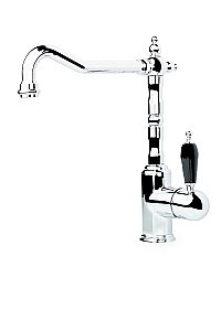 Смеситель для кухни Boheme Tradizionale Chromo 103-BLC хром/ручка черная керамика купить в интернет-магазине сантехники Sanbest