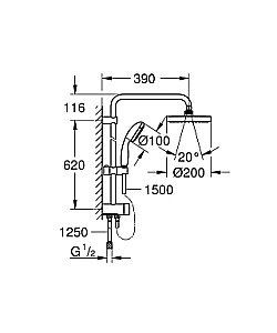 Душевая система Grohe Eurosmart 124410 хром купить в интернет-магазине сантехники Sanbest