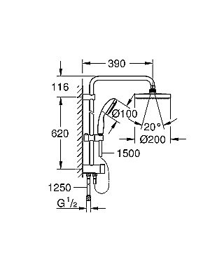 Душевая система Grohe Eurosmart 124410 хром купить в интернет-магазине сантехники Sanbest