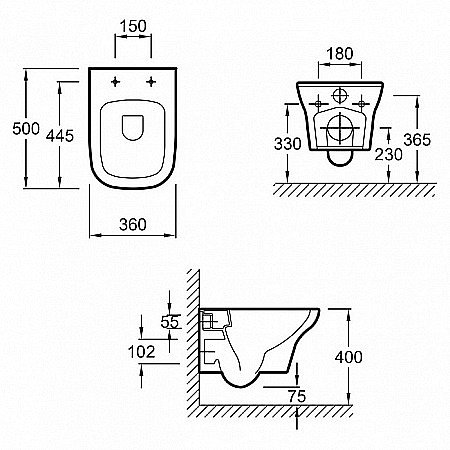 Унитаз подвесной Jacob Delafon VOX EDM102-00 безободковый купить в интернет-магазине Sanbest