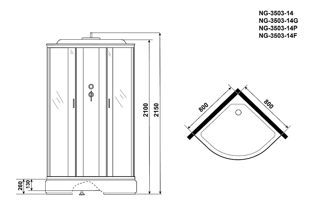 Душевая кабина Niagara Classic NG-3503-14 80х80 купить в интернет-магазине Sanbest