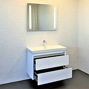 Тумба с раковиной Comforty Дублин 00-00005213 89 белый глянец для ванной в интернет-магазине Sanbest