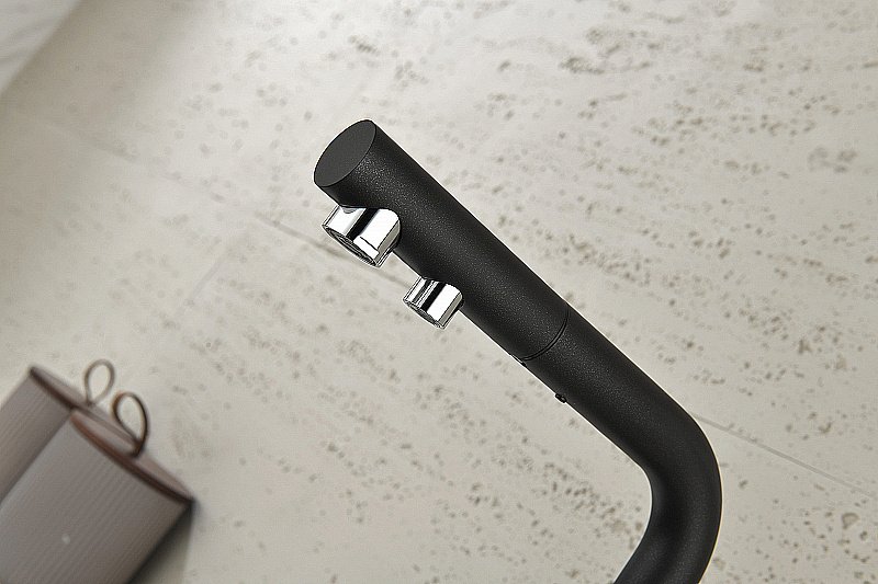 Смеситель для кухни Paulmark Serpentine Se213222-BLM черный купить в интернет-магазине сантехники Sanbest