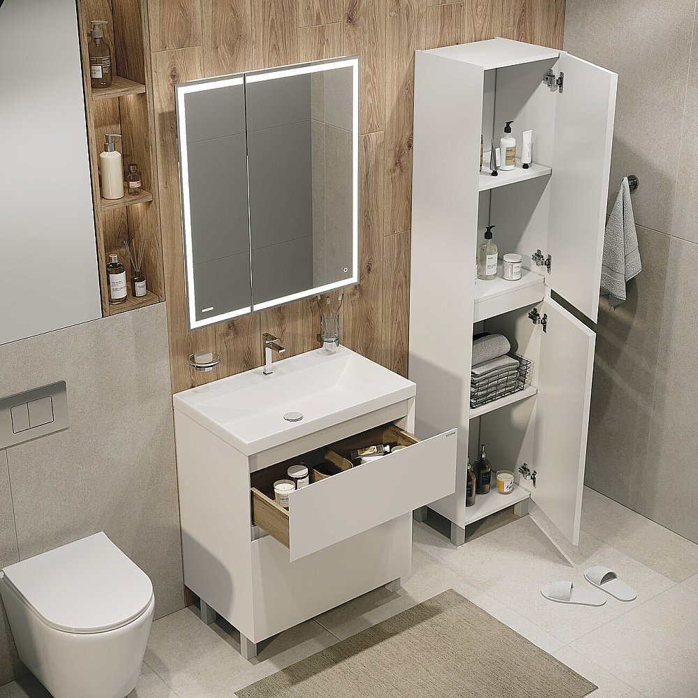 Пенал напольный Grossman Меркадо 40 304082 белый матовый для ванной в интернет-магазине сантехники Sanbest