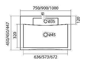 Раковина встраиваемая Art&Max 75 AM-LAV-750-MR-FP-Nero черная матовая купить в интернет-магазине Sanbest