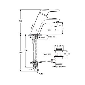 Смеситель для раковины Ideal Standard Ceramix Blue A5646AA купить в интернет-магазине сантехники Sanbest