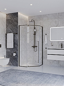 Душевой уголок Cezares PLANE 90х90 P-1-90-C-GM стекло прозрачное/профиль оружейная сталь купить в интернет-магазине Sanbest