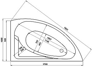 Ванна акриловая BAS АНТИГУА 170х95 белая купить в интернет-магазине Sanbest