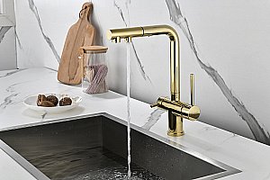 Смеситель для кухни Paulmark Serpentine Se213222-G золото купить в интернет-магазине сантехники Sanbest