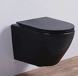 Унитаз подвесной Ceramalux 5177MB черный матовый, безободковый, с крышкой микролифт, слив торнадо купить в интернет-магазине Sanbest