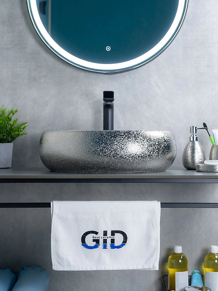 Раковина накладная Gid Lago 48 9030s 52235 серебро купить в интернет-магазине Sanbest