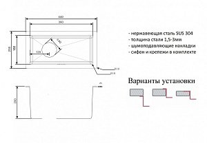 Мойка кухонная Zorg Inox PVD 2344 Черная купить в интернет-магазине сантехники Sanbest