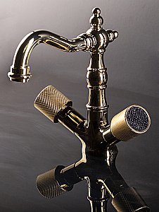 Смеситель для раковины Boheme Royal Cristal 292-Royal/CRST black золото/Preciosa купить в интернет-магазине сантехники Sanbest