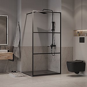 Душевое ограждение Niagara Nova NG-688-90BLACK 90 прозрачное с рисунком/профиль черный матовый купить в интернет-магазине Sanbest