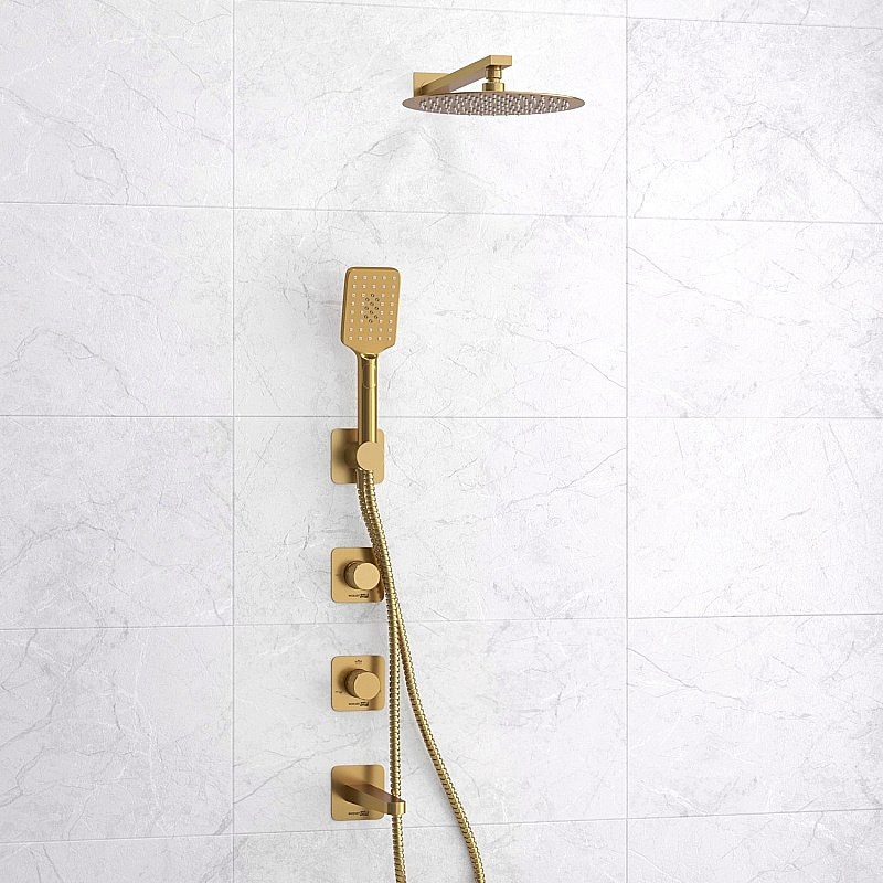 Душевая система WasserKRAFT Schunter 8200 SET2848 золото матовое купить в интернет-магазине сантехники Sanbest