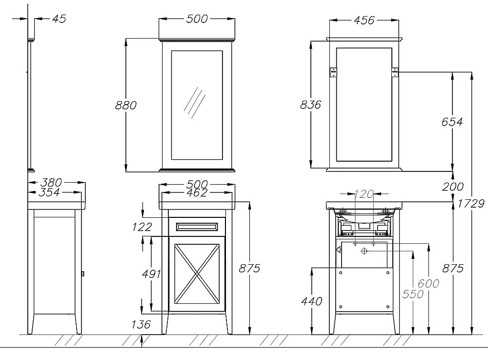 Тумба с раковиной Опадирис Палермо 50 белая матовая для ванной в интернет-магазине Sanbest