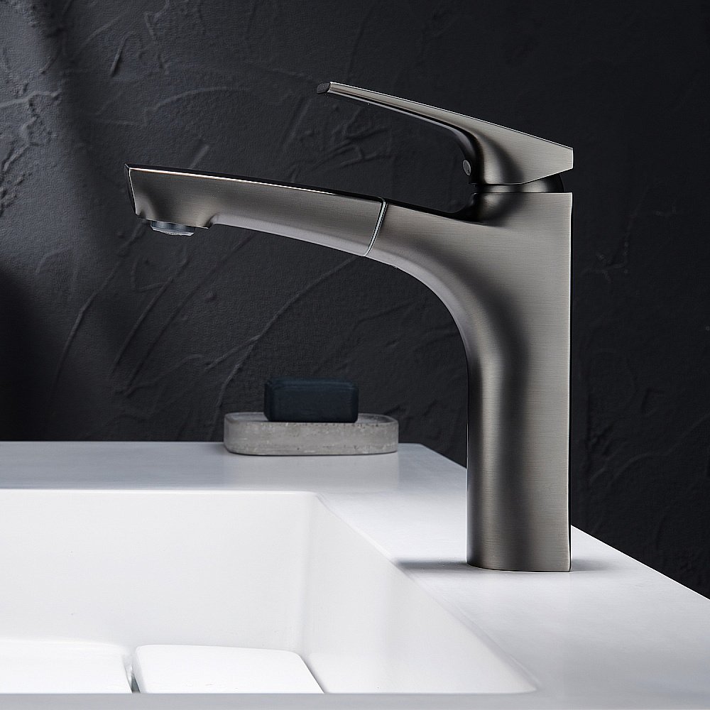 Смеситель для раковины Black&White Universe UK7901MG оружейная сталь купить в интернет-магазине сантехники Sanbest