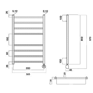 Полотенцесушитель электрический Domoterm Квадро П8 500х800 E хром купить в интернет-магазине сантехники Sanbest