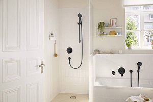 Смеситель для душа Hansgrohe Rebris S 72667670 черный матовый купить в интернет-магазине сантехники Sanbest