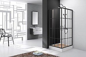 Душевой уголок CeruttiSpa Muza 90x90 Muza90 стекло прозрачное/профиль черный матовый купить в интернет-магазине Sanbest