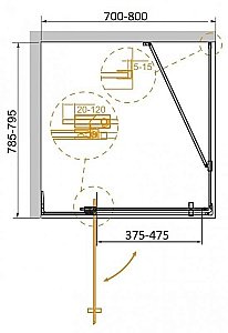 Душевой уголок Cezares Slider 70х80 SLIDER-AH-1-80-70/80-BR-NERO стекло бронза тонированное/профиль черный матовый купить в интернет-магазине Sanbest