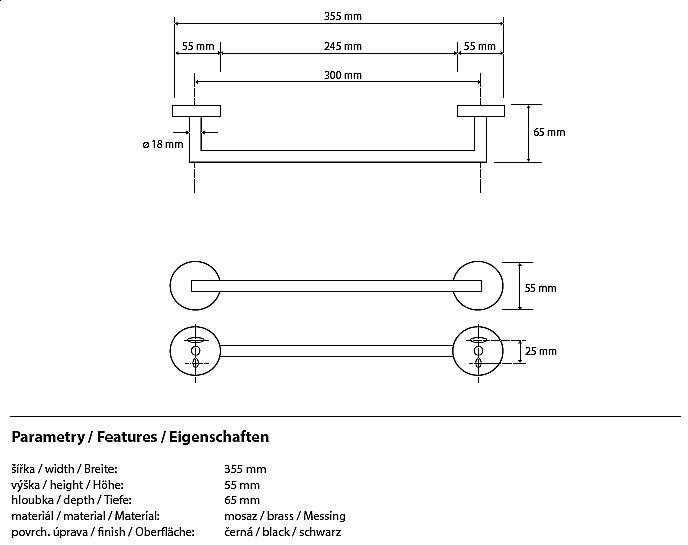 Полотенцедержатель Bemeta Dark 104204010 купить в интернет-магазине сантехники Sanbest