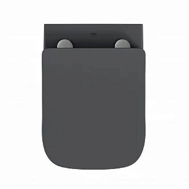 Унитаз подвесной BAS KVADRO DARK GREY безободковый, с крышкой микролифт, темно-серый купить в интернет-магазине Sanbest
