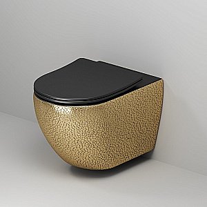 Унитаз подвесной Grossman Color GR-4411GBLS безободковый, с крышкой микролифт, золото/декор купить в интернет-магазине Sanbest