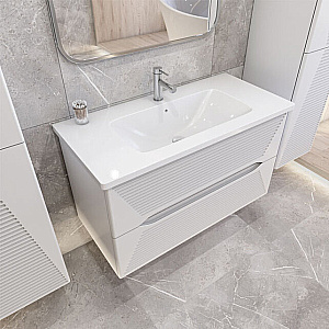 Тумба с раковиной Caprigo Modo-Terza 100 с интегрированной ручкой, цвет на выбор для ванной в интернет-магазине Sanbest