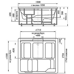 Минибассейн Радомир  Цезарь Platinum 1-30-0-0-5-0501С 190х175 Серый мрамор купить в интернет-магазине Sanbest