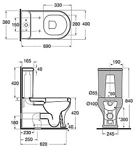 Унитаз напольный Azzurra Charme CHA100/MBP белый/кнопка бронза, с бачком купить в интернет-магазине Sanbest