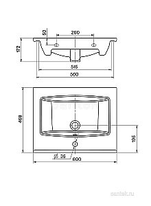 Раковина мебельная Santek Элина 60 1WH501606 белая купить в интернет-магазине Sanbest