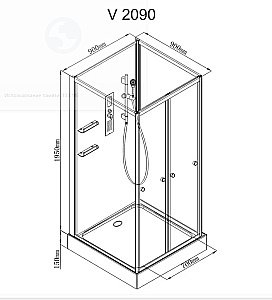Душевая кабина AvaCan  V2090N без крыши купить в интернет-магазине Sanbest
