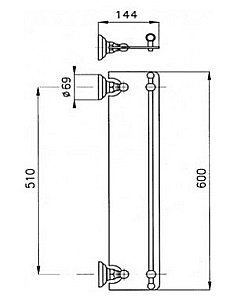 Полочка настенная Nicolazzi Accessori Classica 1480CR хром купить в интернет-магазине сантехники Sanbest