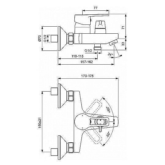 Смеситель для ванны с душем Vidima Hype BA399AA купить в интернет-магазине сантехники Sanbest