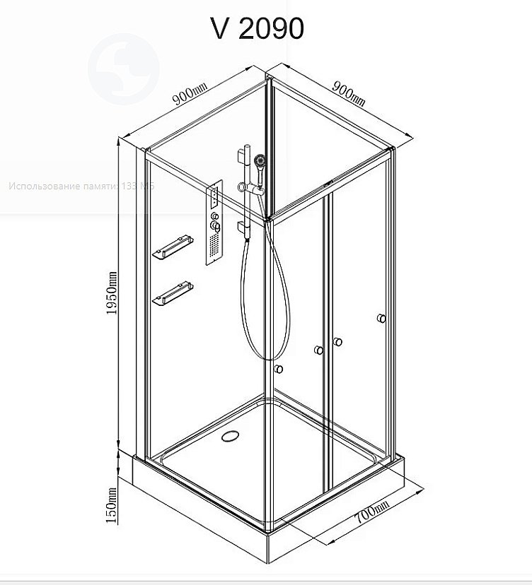 Душевая кабина AvaCan  V2090N без крыши купить в интернет-магазине Sanbest