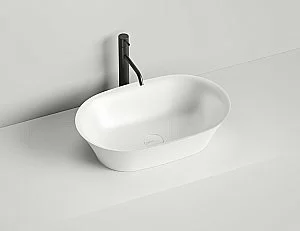 Раковина накладная Salini MONA 110811G 60 из искусственного камня S-Sense, белая глянцевая купить в интернет-магазине Sanbest