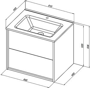 Тумба с раковиной Aquanet Lino 287541 60 (Flat) дуб веллингтон для ванной в интернет-магазине Sanbest