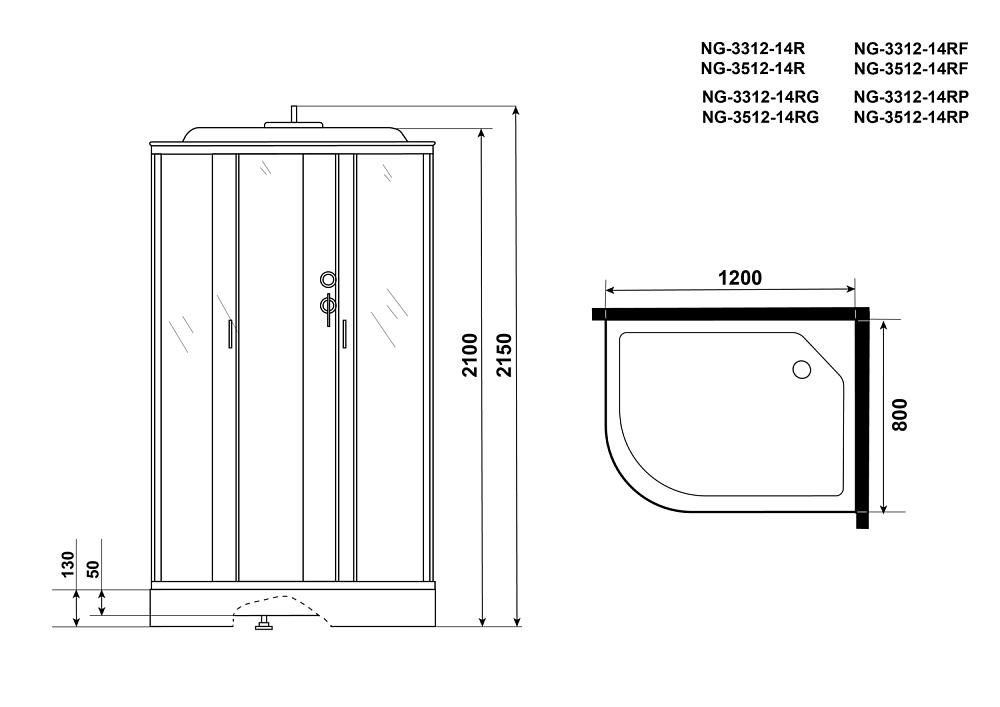 Душевая кабина Niagara Classic NG-3512-14R 120x80 правая купить в интернет-магазине Sanbest