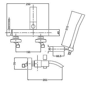 Смеситель для ванны Bugnatese Inside 9202 хром купить в интернет-магазине сантехники Sanbest