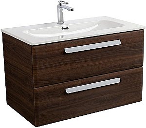 Тумба с раковиной Cezares ECO-CER-N 80 ECO-CER-N-800-2C-SO-NCS-P орех шоколад софт для ванной в интернет-магазине Sanbest