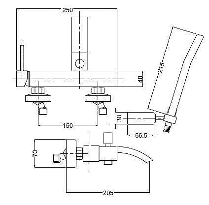 Смеситель для ванны Bugnatese Inside 9202 хром купить в интернет-магазине сантехники Sanbest